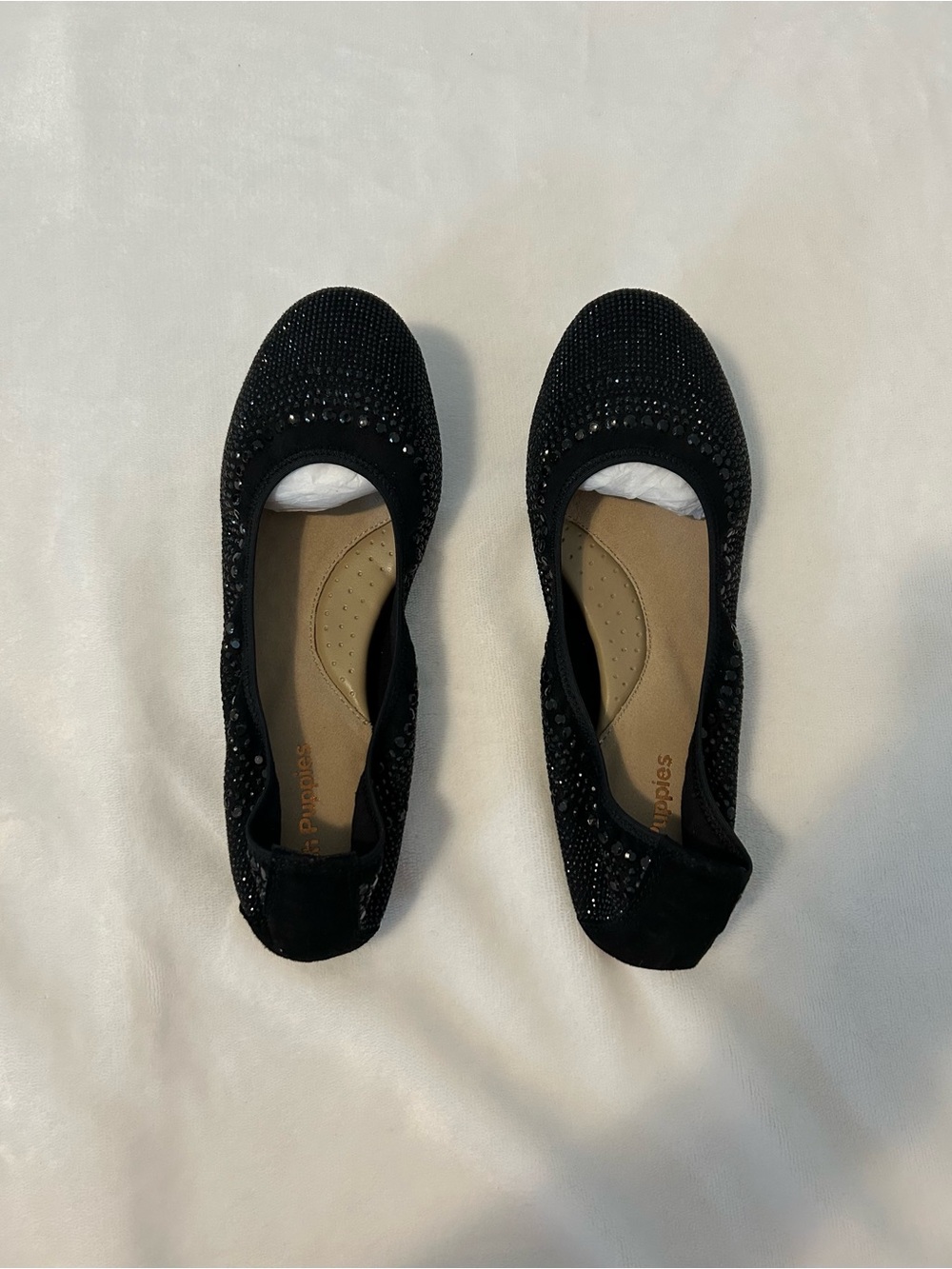 Hush Puppies Black Embellished Slip-On Ballet Flats. Brand new in box.